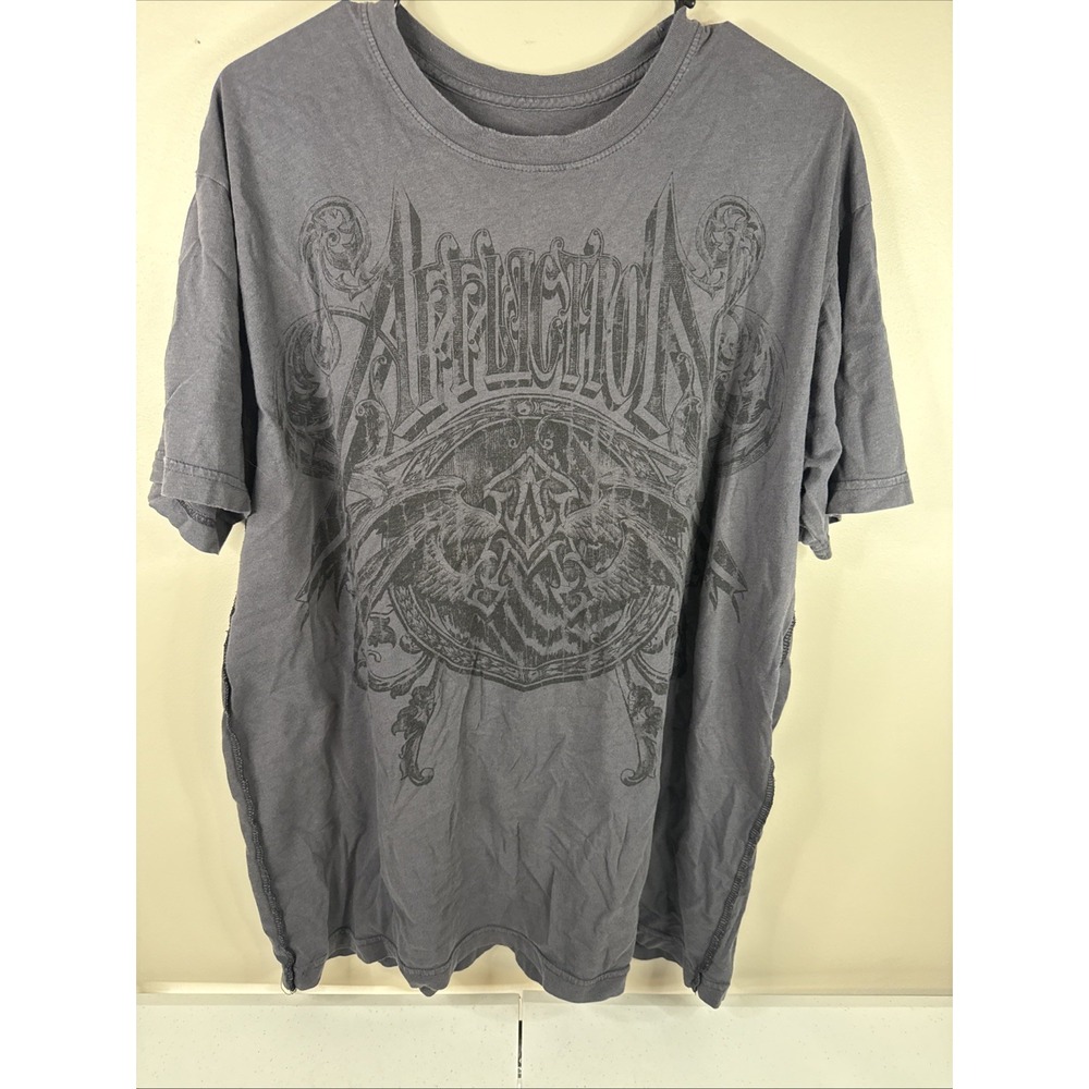 Y2K Affliction Live Fast T-Shirt Men's Size 2XL Black Wings Eagles (E13))